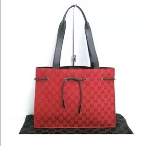 Authentic Gucci drawstring monogram tote